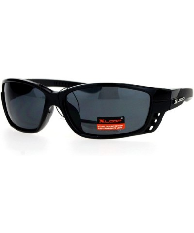 Air Vent Plastic Color Mirror Warp Rectangular Sport Sunglasses - Black - CO12DUJW237 $8.29 Rectangular