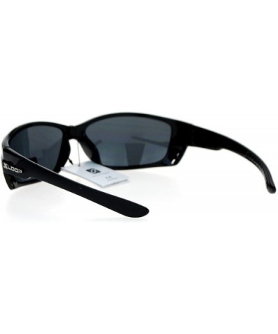 Air Vent Plastic Color Mirror Warp Rectangular Sport Sunglasses - Black - CO12DUJW237 $8.29 Rectangular