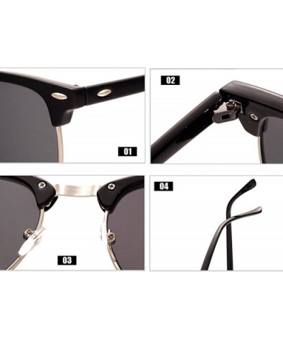 Polarized Semi-RimlSunglasses Women/Men UV400 Classic Brand Designer Retro Oculos De Sol Gafas - C6 Black Blue - CI1984A8DK6 ...