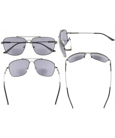 Memory Bifocal Sunglasses Bendable Titanium Reading Sunglasses - Gunmetal Frame Grey Lens - C918035A9X2 $24.48 Rectangular