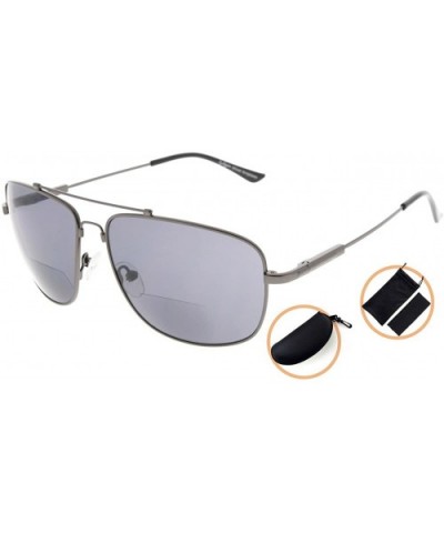 Memory Bifocal Sunglasses Bendable Titanium Reading Sunglasses - Gunmetal Frame Grey Lens - C918035A9X2 $24.48 Rectangular