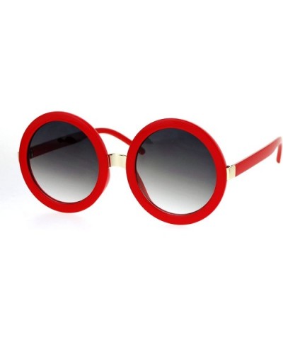 Womens Thick Plastic Round Circle Lens Mod Designer Sunglasses - Red Smoke - CL12O7FRY3E $9.10 Round