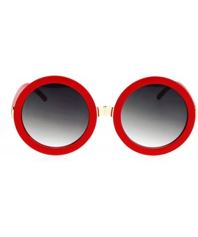 Womens Thick Plastic Round Circle Lens Mod Designer Sunglasses - Red Smoke - CL12O7FRY3E $9.10 Round