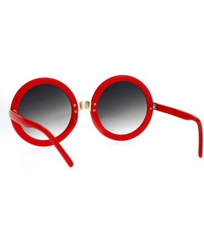 Womens Thick Plastic Round Circle Lens Mod Designer Sunglasses - Red Smoke - CL12O7FRY3E $9.10 Round