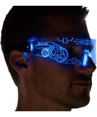 LED Light Up Glasses- Cyberpunk Goggles- Rezz Visor Robocop Futuristic Electronic Lights - Blue V2 - CN18GC9TXGN $25.78 Goggle