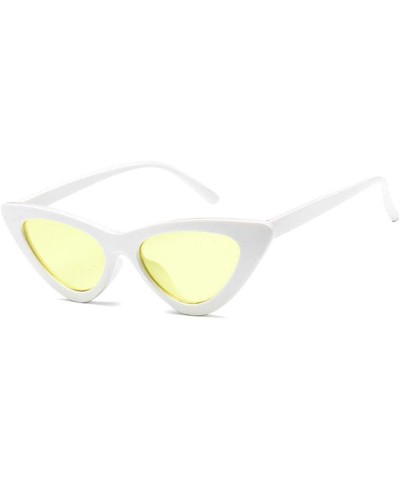 Women Fashion Triangle Cat Eye Sunglasses with Case UV400 Protection Beach - White Frame/Yellow Lens - CE18WNEWSGU $21.02 Cat...