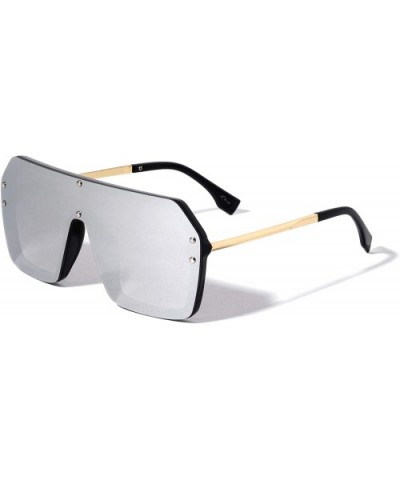 Copenhagen Geometric Flat Top Square Shield Fashion Women Sunglasses - Silver - C41960OAW2U $8.43 Shield