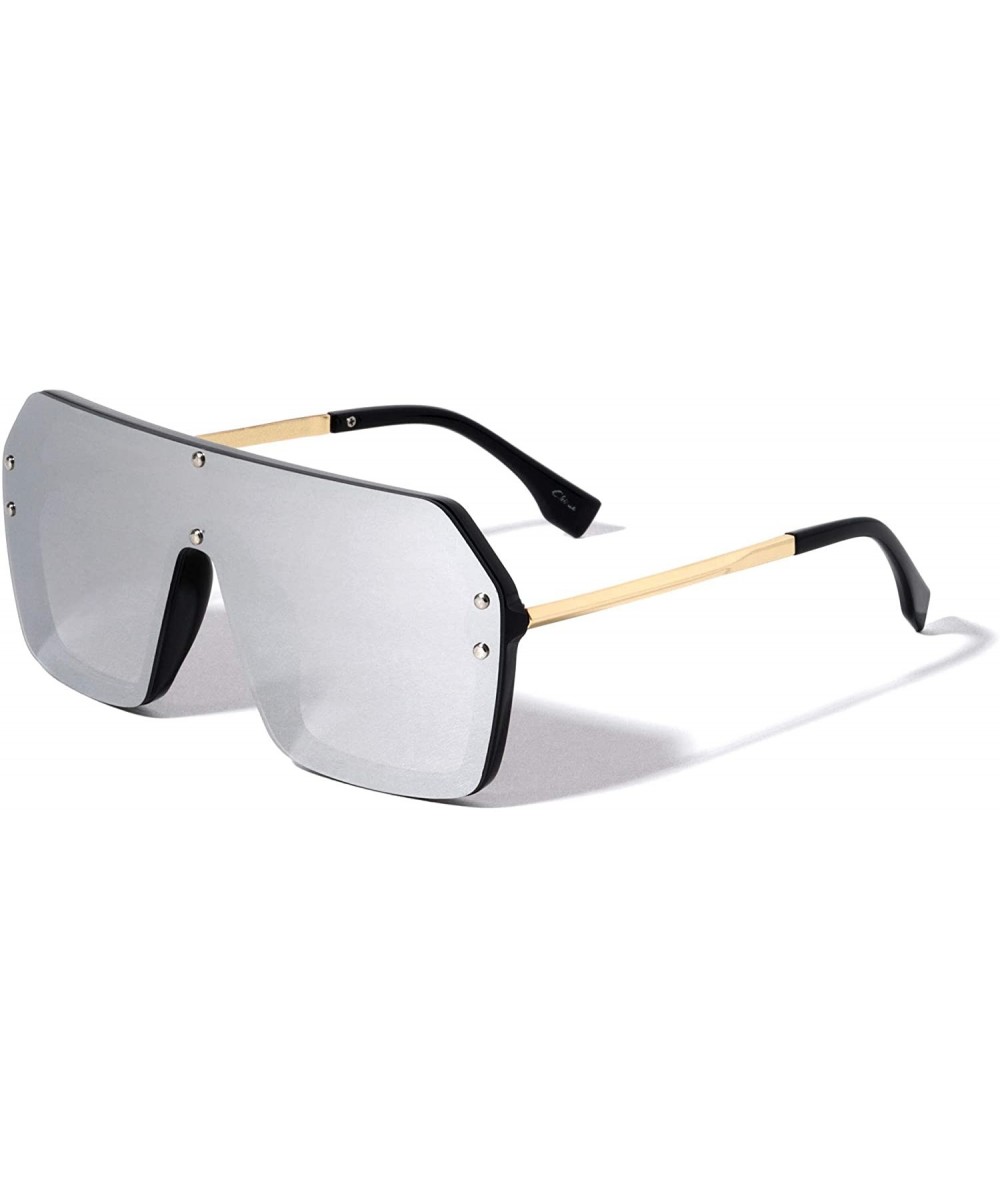 Copenhagen Geometric Flat Top Square Shield Fashion Women Sunglasses - Silver - C41960OAW2U $8.43 Shield