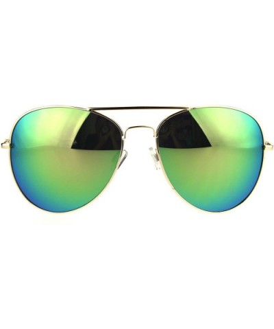 Oversize Color Mirror Metal Rim Pilots Sunglasses - Gold Yellow - C8184YCLAU6 $5.87 Oversized