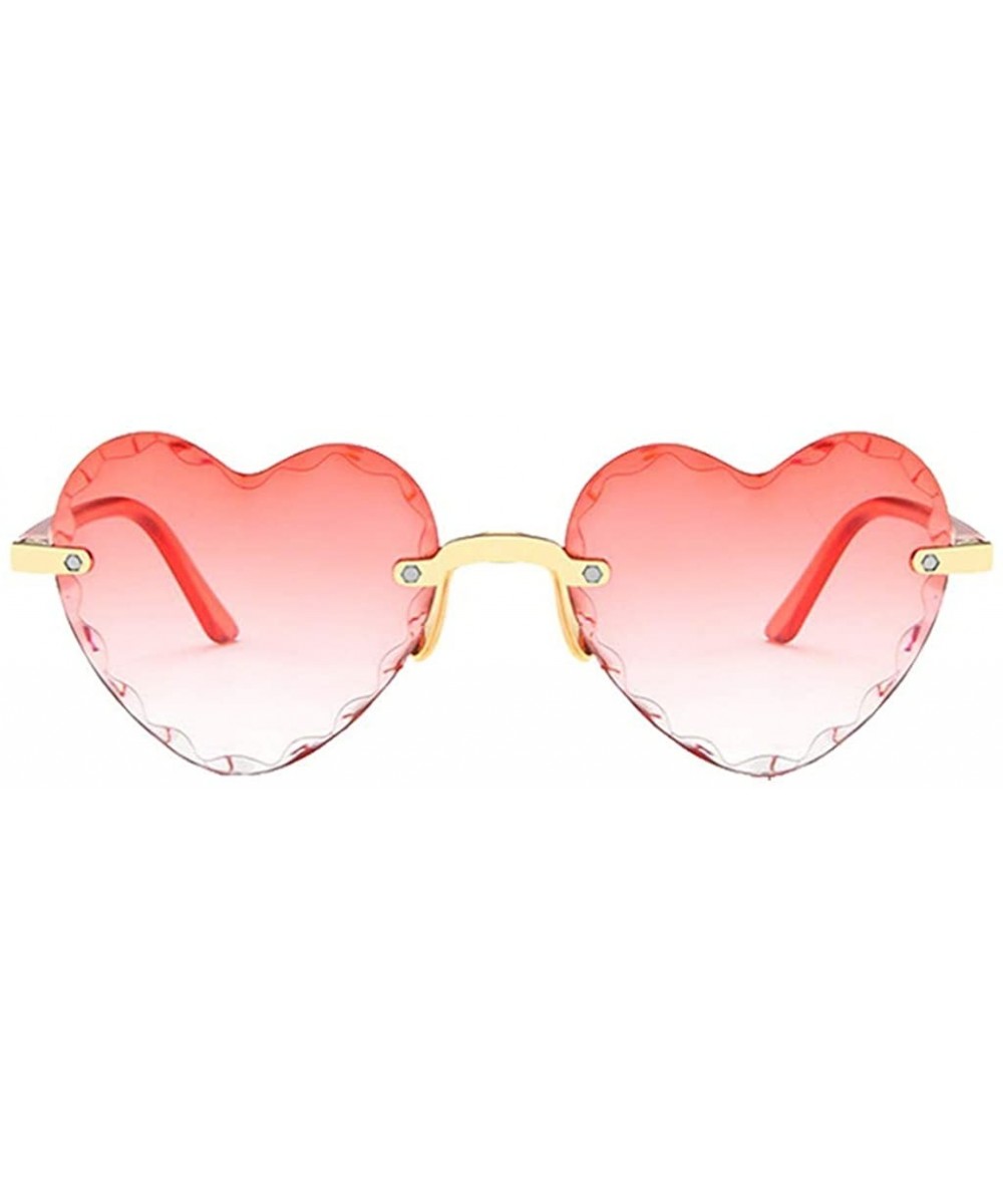 Unisex Fashion Men Women Eyewear Casual Heart Shaped Frameless Sunglasses - F - CA190KZ8EU0 $5.67 Shield