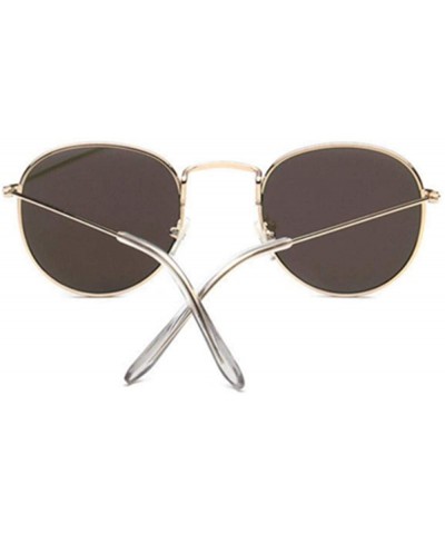 Fashion Women Round Sunglasses Retro Brand Design Men Coating Silver Green - Silver Green - CK18YZWDDYK $7.57 Round