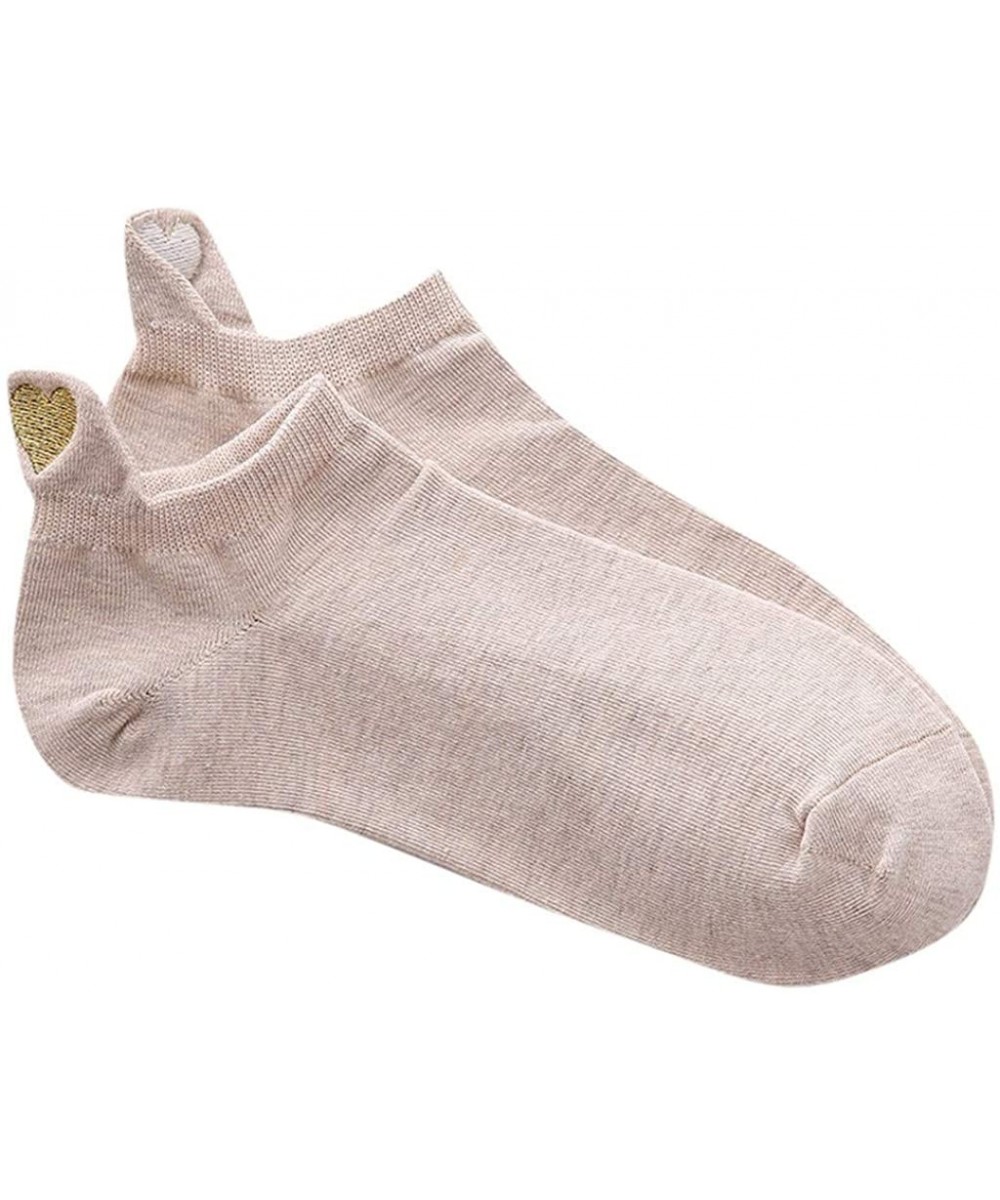 Women Fashion Cotton Socks Casual Irregular Heart Cotton Socks Sport Short Cute Gift Sock - Khaki - C118YKXSIGX $6.09 Sport