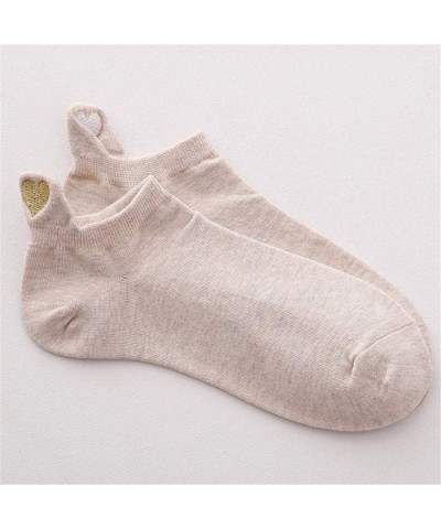 Women Fashion Cotton Socks Casual Irregular Heart Cotton Socks Sport Short Cute Gift Sock - Khaki - C118YKXSIGX $6.09 Sport