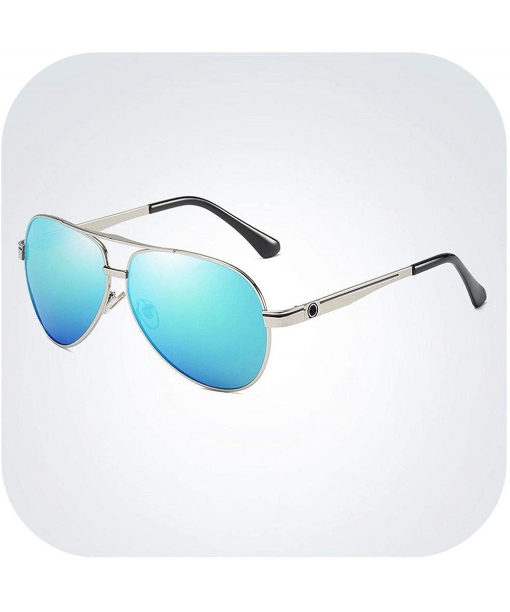 New Polarized Sunglasses Men Pilot Mens - Silver Blue - CP197Y7X8ME $20.24 Oversized