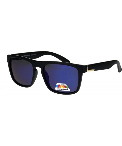 Polarized Lens Sunglasses Unisex Casual Fashion Square Frame Mirrored UV 400 - Matte Black (Blue Mirror) - CN18SGOIQW3 $10.67...