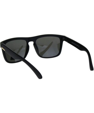 Polarized Lens Sunglasses Unisex Casual Fashion Square Frame Mirrored UV 400 - Matte Black (Blue Mirror) - CN18SGOIQW3 $10.67...