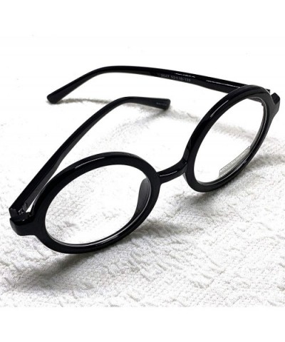 Classic Round Horn Rimmed Eye Glasses Clear Lens Oval Non Prescription Frame - Black 20473 - C118XCYYX6I $8.89 Oversized