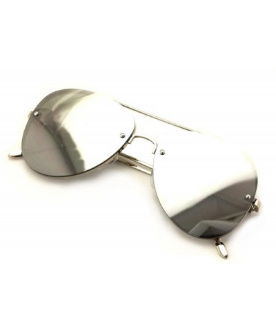 Large Aviator Flat Lens Mirror Sunglasses - Rimless Look - Multiple Colors - Silver Frame Silver Mirro - CO1862AARX4 $6.98 Ri...