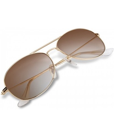 Small Face Aviator Sunglasses - Shades Women/Men UV Protective Sunglasses - Gold Frame/Gradient Brown - CM12MFVVEB7 $8.99 Avi...