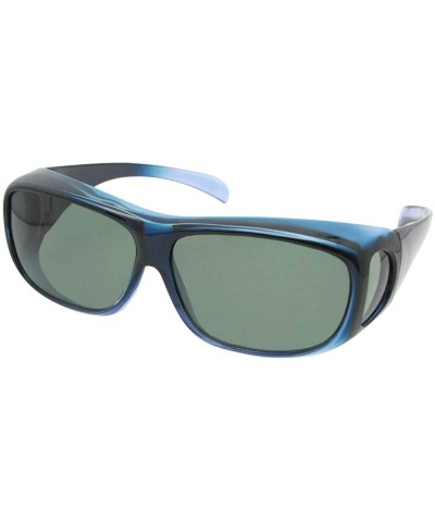 Medium Polarized Fit Over Sunglasses F1 - Clear Blue Frame Gray Lenses - C118AUK7830 $13.60 Rectangular