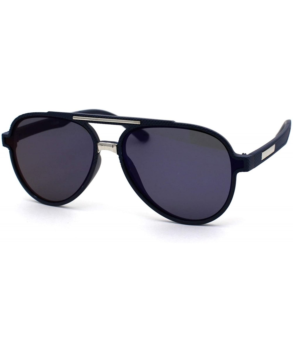 Mens Gentlemans Mod Designer Plastic Racer Sunglasses - Navy Silver Blue Mirror - CO1977CETWG $8.65 Round