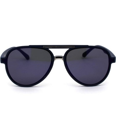 Mens Gentlemans Mod Designer Plastic Racer Sunglasses - Navy Silver Blue Mirror - CO1977CETWG $8.65 Round