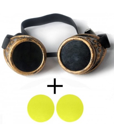 Steampunk Goggles Vintage Glasses Rave Retro Lenses Cosplay Halloween - Frame+yellow Lenses - CB18HZCST6I $5.57 Goggle