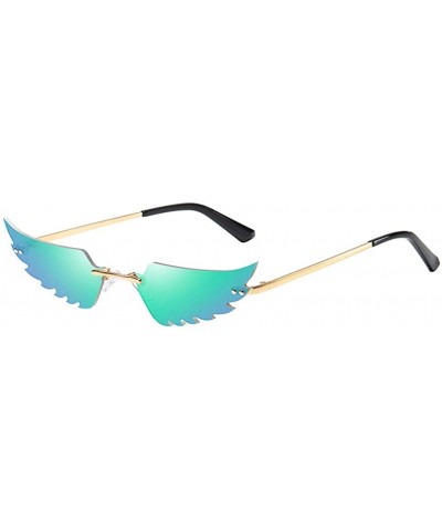 Rimless Narrow Frame Sunglasses Vintage Wing Punk Mirror Lens Small Face Sun Glasses for Female Male - C0199GRSRSI $7.60 Rimless