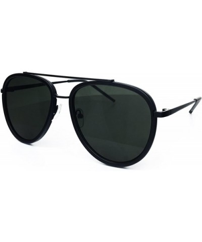 66449-1 Premium Aviator Retro Womens Mens Sunglasses - Solid Black - CI18OQ4EE4U $10.70 Aviator
