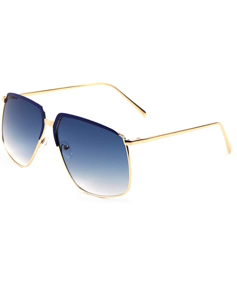 Geometric Thin Frame Top Color Frame Aviator Sunglasses - Blue - CK197QDD5N3 $12.43 Aviator