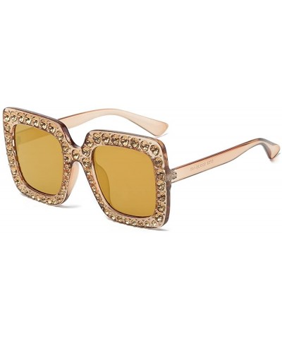 Rhinestone Sunglasses Oversized Celebrity Sparkling - H - CP18QKOHUR9 $6.50 Oversized