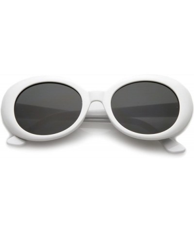 Large Clout Goggles Thick Oval Frame Sunglasses with Round Lens 53mm - White / Smoke - CL182YUWI0D $6.59 Round