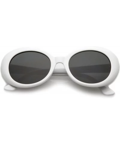 Large Clout Goggles Thick Oval Frame Sunglasses with Round Lens 53mm - White / Smoke - CL182YUWI0D $6.59 Round