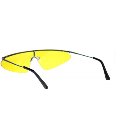 Funky Disco Flat Top Robotic Metal Half Rim Shield Triangle Sunglasses - Blue Yellow - C918QMO9UQ4 $6.45 Shield