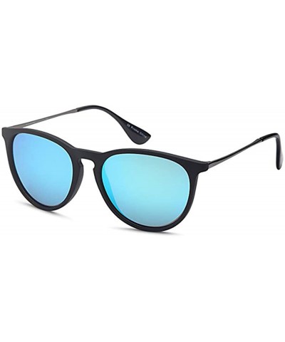 Polarized UV400 Sun Glasses Fashion Round Sunglasses For Women - Black Blue - C418GN6INLT $8.66 Round