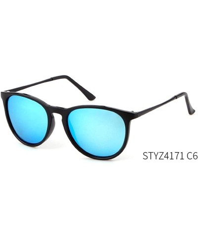 Polarized UV400 Sun Glasses Fashion Round Sunglasses For Women - Black Blue - C418GN6INLT $8.66 Round