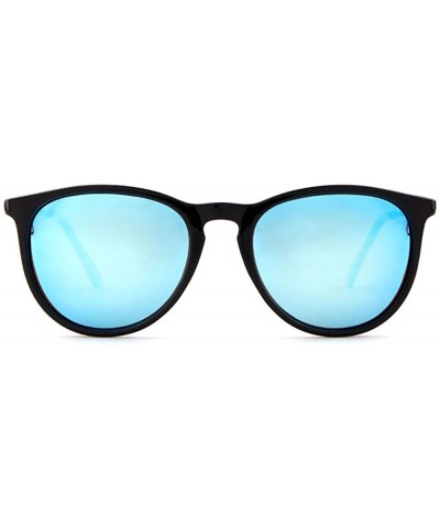 Polarized UV400 Sun Glasses Fashion Round Sunglasses For Women - Black Blue - C418GN6INLT $8.66 Round