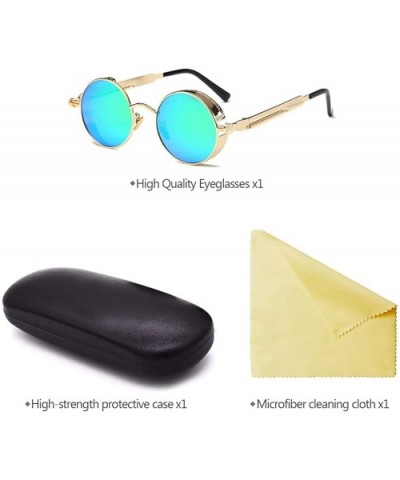 Men & Women UV400 Round Sunglasses Polarized Lens Metal Frame Glasses - Green - CA18ROC95IM $8.11 Goggle