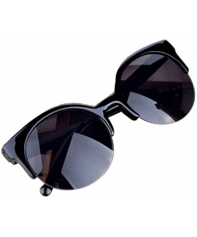 Vintage Sunglasses Cat Eye Semi-Rim Round Sunglasses for Men Women Sun Glasses - CI193XICWQS $5.67 Semi-rimless