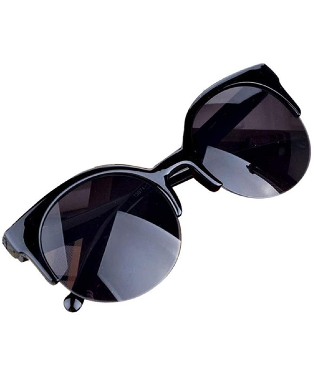 Vintage Sunglasses Cat Eye Semi-Rim Round Sunglasses for Men Women Sun Glasses - CI193XICWQS $5.67 Semi-rimless