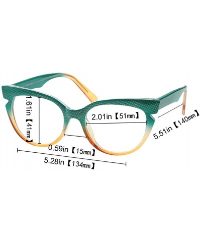 Womens Hit Color Grid Pattern Cat Eye Reading Glass Eyeglass Frame - 2 Pairs / Blue + Tea - C918IHTZA5U $13.57 Oversized