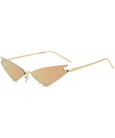 Unisex Fashion Cat Eye Metal Frame Candy Color Small Sunglasses UV400 - Cherry Powder - CZ18NNKEX3U $5.52 Rectangular