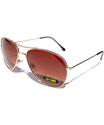 Aviator Style Sunglasses Colored Lens Metal Frame UV 400 Men Women - __1_gold Frame Brown Lens - CX11MK7N56J $7.58 Aviator