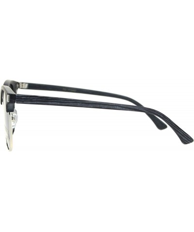 Mens Polarized Hipster Half Horn Rim Rectangular Designer Sunglasses - Grey Wood Grain Silver Black - CZ18ONIE5K3 $10.69 Rect...