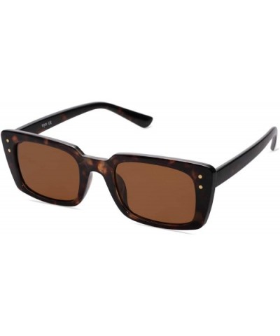 Retro Rectangular Polarized Sunglasses Women Flat Lens LUNA SJ2095 - C2 Tortoise Frame/Brown Lens - CR198S23SUZ $8.92 Rectang...