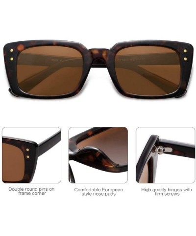 Retro Rectangular Polarized Sunglasses Women Flat Lens LUNA SJ2095 - C2 Tortoise Frame/Brown Lens - CR198S23SUZ $8.92 Rectang...