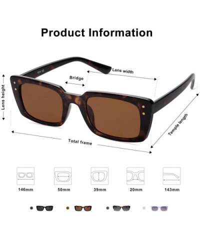 Retro Rectangular Polarized Sunglasses Women Flat Lens LUNA SJ2095 - C2 Tortoise Frame/Brown Lens - CR198S23SUZ $8.92 Rectang...