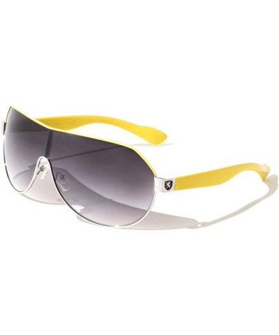 Geometric Top Curved One Piece Shield Lens Sunglasses - Smoke Yellow - C2199C0Y6T6 $14.27 Shield