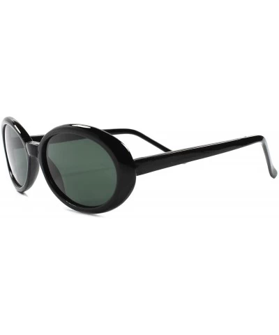 Old Stock Classic Vintage 70s Fashion Womens Round Oval Sunglasses - Black - CW18938QXYO $8.32 Oval