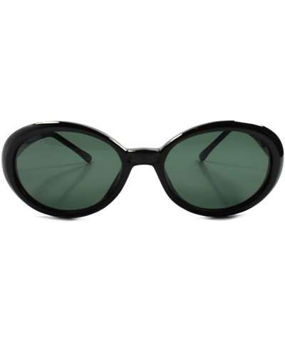 Old Stock Classic Vintage 70s Fashion Womens Round Oval Sunglasses - Black - CW18938QXYO $8.32 Oval